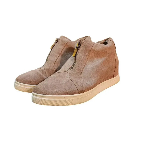 Blondo Glenda Sneaker Boot Mushroom Tan Suede Waterproof Zip Women’s Size ? Flaw - Picture 2 of 9